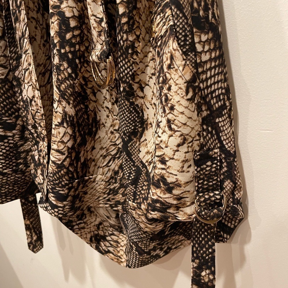 CACHE womens size XS Snake print collared tie waist romper with pockets onepiece - Picture 4 of 5
